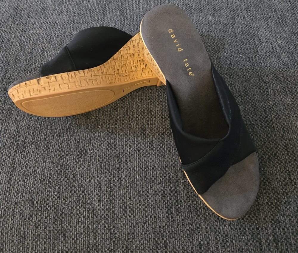 David Tate Black and Tan Wedges